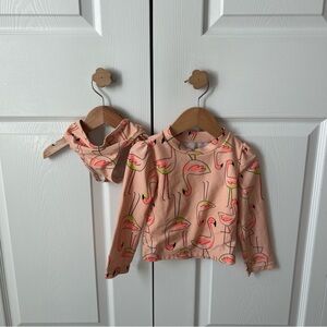 Carters Swimsuit flamingo 2T bathing suit rash guard